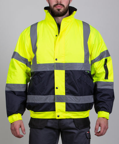 Two-tone Hi-Vis Bomber Jacket - Yellow/Navy