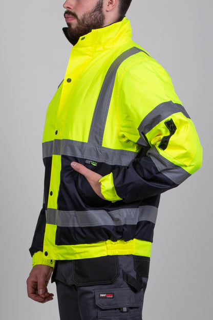 Two-tone Hi-Vis Bomber Jacket - Yellow/Navy