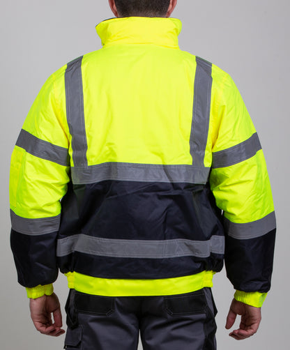 Two-tone Hi-Vis Bomber Jacket - Yellow/Navy