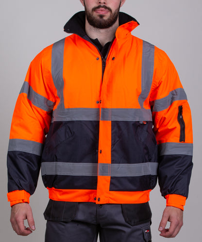 Two-tone Hi-Vis Bomber Jacket - Orange/Navy