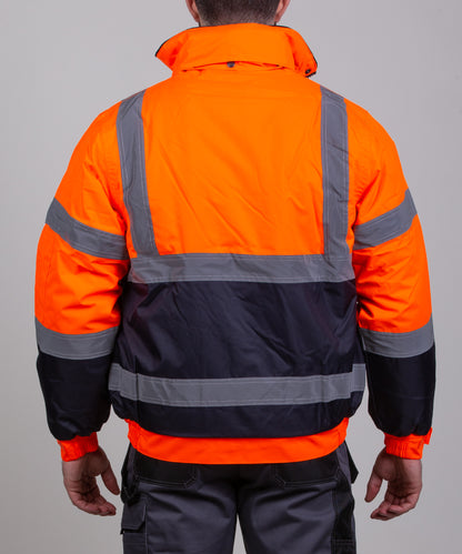 Two-tone Hi-Vis Bomber Jacket - Orange/Navy