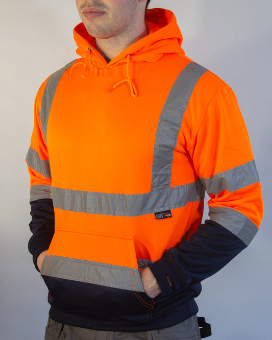 Hi-Vis Hoodie - Orange/Navy